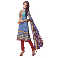 Triveni Pretty Blue Colored Printed Cotton Salwar Kameez